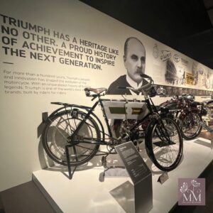 Historic Triumph bike at the visitor centre.
