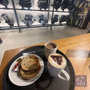 Coffee and Teacake at the triumph visitor centre cafe