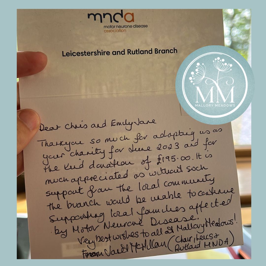 Thank you letter from the Leicestershire & Rutland MND Association